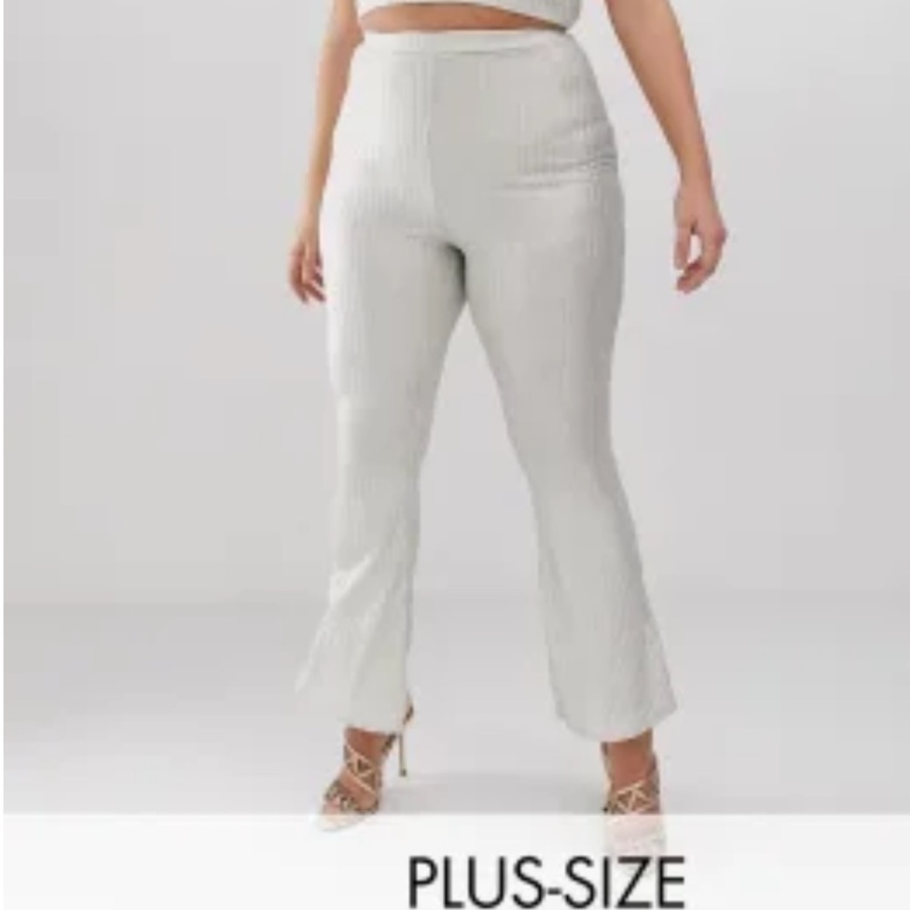 NWT fashionkilla plus size Metallic Pleated Pants flare size US 20/UK 24